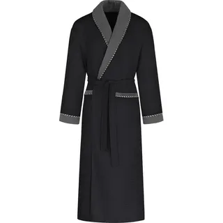 Normani Herren Bademantel Waffelpique Moyo in Schwarz | Gr.: 3XL