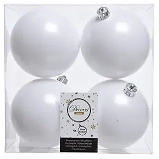 Kugeln Weihnachtskugeln bruchfest Christbaumkugeln Baumschmuck weiß Ø 10 cm 4 St