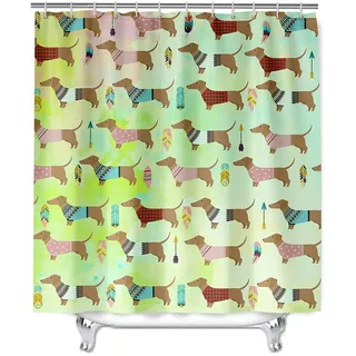 Duschvorhang Wasserdicht, Chickw1 3D Dackel Polyester Anti-Schimmel Waschbar Antischimmel Badewanne Shower Curtain mit 12 Ringes- für Badezimmer Vorhänge Decor (Exotische Feder,180x200cm)