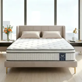 Matratze 160x200 cm Höhe 25cm, Härte H3, 7-Zonen Taschenfederkernmatratze, mit Komfortschaum, Orthopädische Ergonomische Matratze, Öko-TEX & CertiPUR Zertifiziert, Druck- & Rückenschmerzen (160x200cm)