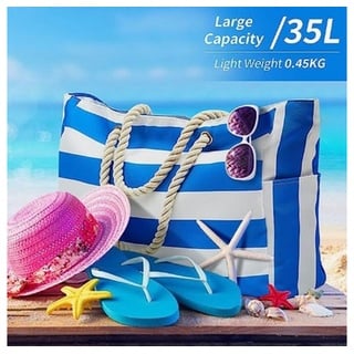 XDeer Strandtasche Strandtasche,Grosse Strandtasche XXL Familie, Wasserdicht Badetasche,Strandtasche mit Reißverschluss Groß Schwimmbad Tasche blau