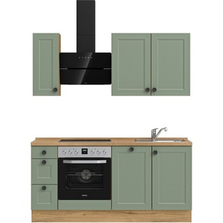 nobilia® Küchenzeile "Cascada premium", vormontiert, Ausrichtung wählbar, Breite 180 cm, ohne E-Geräte grün
