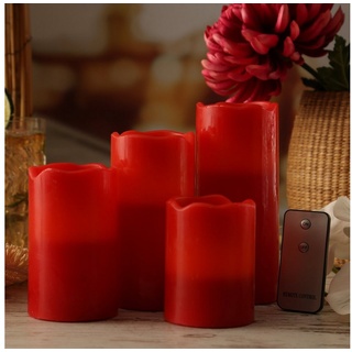 MARELIDA LED-Kerze LED Kerzenset Adventskerzen Weihnachten 4 Größen mit Fernbedienung rot (4-tlg) rot