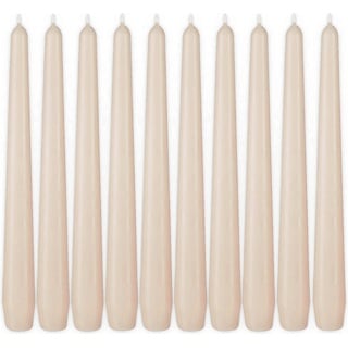 BRUBAKER Spitzkerze Premium Kerzen Set - bis zu 7,5 Stunden Brenndauer pro Kerze (Leuchterkerzen, 10-tlg., Halterkerzen Deko), 24 cm Tafelkerzen für Kerzenständer und Kronleuchter beige