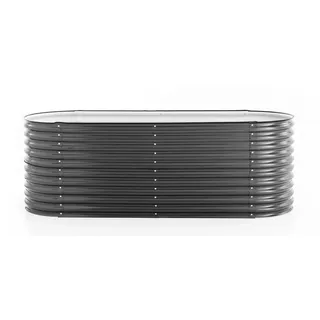 POWERTEC GARDEN Oval Hochbeet XXL aus Stahl, ca. 320 x 80 x 80 cm - Anthrazit