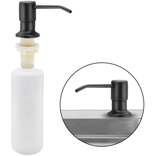 Seifenspender Spülbecken Küche, 350ml Küche Einbau Edelstahl Spülmittelspender für Spüle, Nachfüllbar Seifenspender mit 360° Rotation Pump für Küche Waschbecken (Schwarz Matt Edelstahl)
