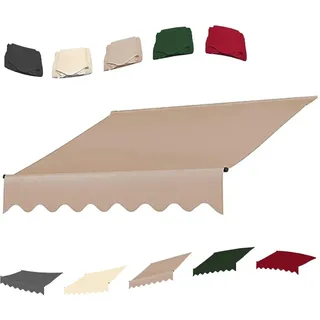 QTWLG Klemmmarkise 300cm 400cm Ersatzstoffe Einziehbare Markise Ersatz Markisenstoff Ersatzoberseite (nur Stoff), Ersatzabdeckung Für Garten Draussen Markise(Khaki,10x8ft/300x245cm)