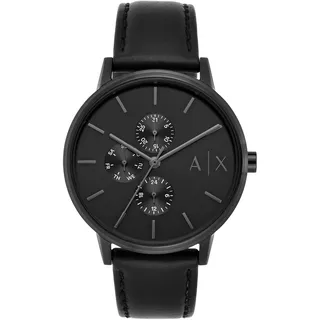 Armani Exchange Watch For Men, Quarz-Multifunktionswerk und 42 mm Gehäusegröße mit Lederarmband