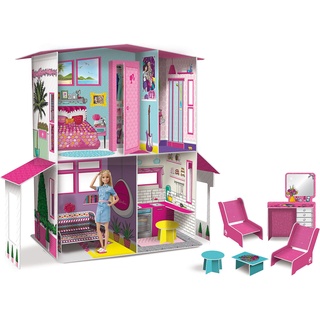 LISCIANI - BARBIE - Barbie Traumhaus Puppenhaus - Barbie Traumvilla mit zwei Etagen - 3D-Haus zum Bauen und Dekorieren - Kreatives Basteln - Für Kinder ab 4 Jahren.