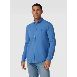 Slim Fit Freizeithemd mit Button-Down-Kragen, Bleu, XL