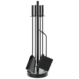vidaXL Kaminwerkzeug Set 5-tlg. Stahl 18 x 66 cm Schwarz