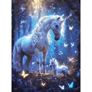 Diamond Painting Erwachsene, DIY Diamant Painting Bilder Einhorn, Vollbohrer Fantasie Diamant Malerei Malen Nach Zahlen Cross Stickerei Bastelset Erwachsene, für Home Wanddeko Wohnzimmer 90x120 cm H-4