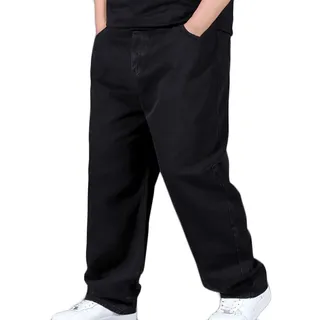 Youthful flying Jeans Jeanshosen Herren Denim Hosen Baggy Hip Hop Jeans Vintage Straight Leg Streetwear(Size:42W,Color:Schwarz)