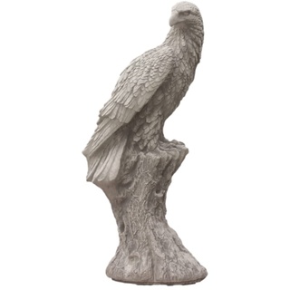 Adler auf Baumstamm aus Steinguss für den Garten Tier Figur Greifvogel Jagdvogel