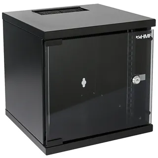 HMF 63406-02 Serverschrank 10 Zoll 6 HE, | 300 mm Tiefe | Voll montiert | Glastür | Schwarz