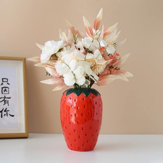 BestAlice Erdbeervase für Blumen, niedliche Keramik-Erdbeere, dekorative Vase, Vintage-inspirierte Erdbeervase für Zuhause, Küche, Dekorationen (groß)