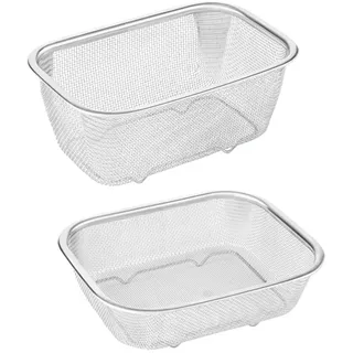Sieb Aus Edelstahl, Rechteckiger Siebkorb Für Und Gemüse, Pommes-Frites-Korb, Fußsieb Küche Sieb Zum Sieben, Abtropfen, Abspülen Von Und Gemüse
