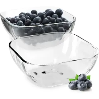 Glasschüssel, eckige Obstschale aus robustem Glas, 13.5cm, 2 stück - Kadax