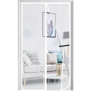 Panngu Fliegengitter Balkontür Magnet 90x190cm, Fliegenvorhang Terrassentür Magnete Türe Ohne Bohren, Fliegennetz Balkon Insektenschutz Tür, Magnetische Moskitonetz Vorhang Weiß