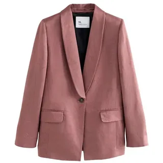 Next Jackenblazer Premium Einreihiger Satin-Blazer mit Leinen (1-tlg) rosa 46 (GB: 18)