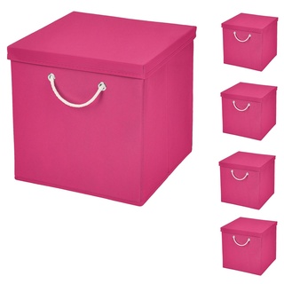 StickandShine Faltbox »5x Faltkiste 30x30x30 cm Aufbewahrungsbox Regalbox in verschiedenen Farben (5 Stück 30x30x30) moderne Faltbox Maritim mit Kordel 30cm« rosa