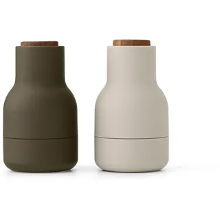 Audo Bottle Grinder Gewürzmühle 11 cm Walnuss/Hunting Green/Beige befüllt