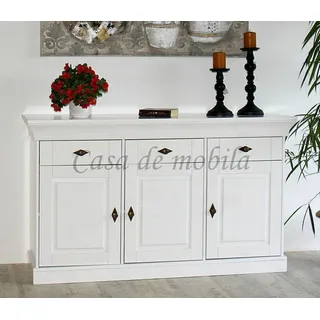 Massivholz Sideboard weiß Kiefer massiv Anrichte Flur-schrank Kommode Landhaus