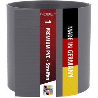 Premium Zaunsichtschutz HART-PVC / 1 x Streifen 2,525 m/Höhe 19 cm Fenstergrau - Zaun Sichtschutzstreifen Fachhandelsware für Doppelstabmattenzaun Zaun Sichtschutz grau - keine Folie