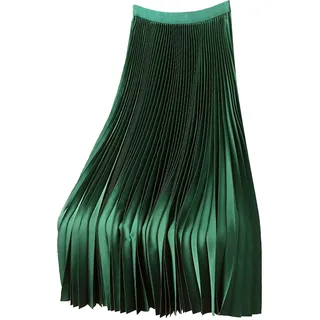 Maxirock Boho Damen Lang Satin Rock Plisseerock Elastizität Outdoor Sommer Fashion Faltenrock Elegant Dünne Vintage Maxi Röcke