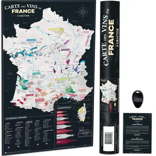 Bonanzana - Karte der französischen Weine zum Rubbeln – 70 x 42 cm – Poster Kratzkarte – mit 200 Weinbergen, 82 Rebsorten & 8 Flaschen – Geschenkidee für Weine, Weihnachten, Geburtstag – SMFRV