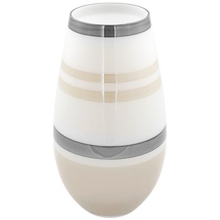 Fink Dekovase Vase LAPAZ - grau/greige/weiß gestreift - Glas - H.35cm x Ø 19cm, Mundgeblasenes und durchgefärbtes Glas grau|weiß