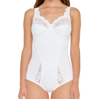SUSA Body ohne Bügel Latina I Body Shapewear Damen stark formend I Frauen Mieder I Softer Bodysuit mit Shaping Effekt I Formt Taille, Bauch und Po, 90E, Weiß (Weiß 003)