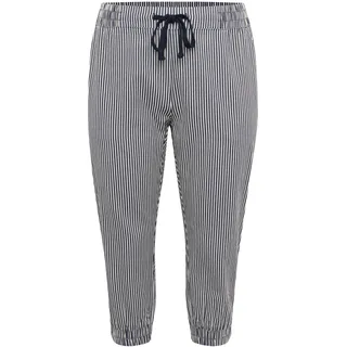 Marlene-Hose KAFFE CURVE "Damen Hose KCnana", Damen, Gr. 50, N-Gr, blau (midnight, weiß stripe), Obermaterial: 100% Baumwolle CO., Hosen