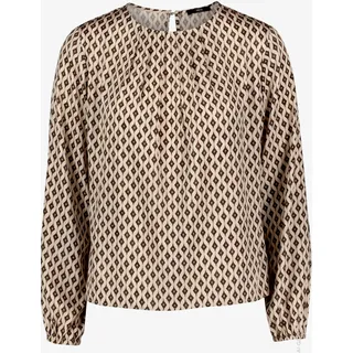 Zero Satinbluse mit Print Cream/Brown 36