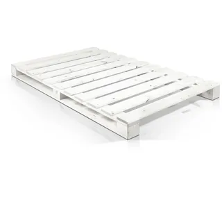 PALETTI WEISS Futonbett Massivholzbett Singlebett Bettgestell Fichte 140x200 cm
