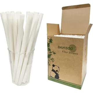200 Stück Biologisch Abbaubar Bambusfaser Jumbo Smoothie Strohhalme, 12mm Extra Wide Bubble Tea Strohhalme Einweg Cellulose Boba Trinkhalme