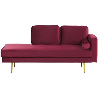 Beliani Chaiselongue Samtstoff 2-Sitzer Dunkelrot