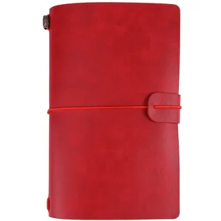 Hilitand Reisetagebuch, Notizbuch aus PU-Leder, klassisch, 5 Farben, personalisiertes Tagebuch, Tagebuch, nachfüllbarer Notizblock (Rot)