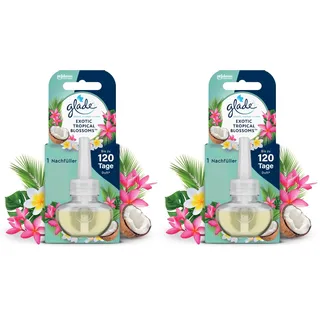 Glade electric scented oil Nachfüller, elektrischer Raumduft Duftstecker mit Duftöl, Exotic Tropical Blossoms, 2er Pack (1 x 20 ml)