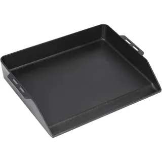 Denmay 48 x 36 cm Universal Plancha, Gusseisen Grillplatte für Gasgrill, Backofen & Herd, Grillpfanne für RÖSLE VIDERO, Weber, CharBroil, Enders, Campingaz, Tepro und mehr, mit integrierter Fettrinne