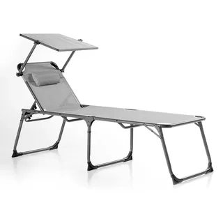 XXL-Komfort-Sonnenliege inkl. Kissen gepolstert aus Aluminium, ca. 193 x 67 x 48 cm - Anthrazit