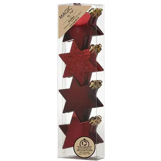 Inge-glas Christbaumschmuck Sterne 6cm Kunststoff 8er Set - matt & glänzend mit Glitzer - bruchsichere Christbaumkugeln für Weihnachtsbaum - Weihnachtskugeln & Weihnachtsbaumschmuck - Morello Cherry