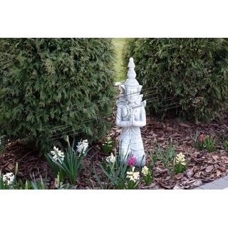JVmoebel Skulptur Buddha Skulptur in Steinoptik. Skulptur für Garten und Wohnbereich weiß