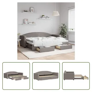The Living Store Tagesbett Ausziehbar mit Schubladen Taupe 80x200 cm Stoff - Taupe