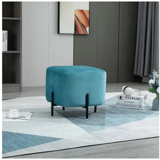Homcom Fußhocker gepolstert Kunststoff 44,5 x 41,5 x 44,5 cm Türkis