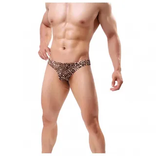 Zhiyao Jockstrap String Tanga Herren Sexy Unterwäsche Männer Slips im Leoparden Style Strings Lustige G-String Lover Geschenk - XL