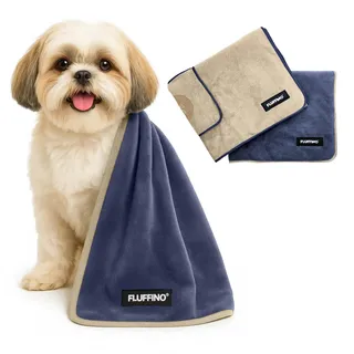 FLUFFINO Handtuchset 90 x 50 cm beige/blau 2-tlg.
