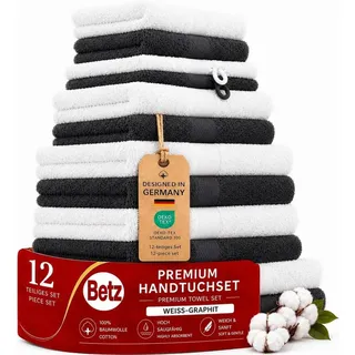 Betz Handtuch Set 12-tlg. Handtücher-Set Premium, 100% Baumwolle (Set, 12-St), 2 Duschtücher, 4 Handtücher, 2 Gästetücher, 2 Seiftücher, 2 WH weiß