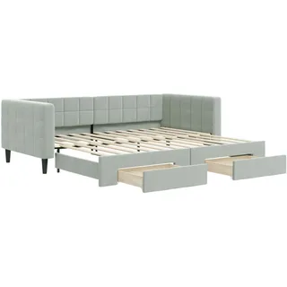 vidaXL Tagesbett Ausziehbar mit Schubladen Hellgrau 90x200 cm Samt