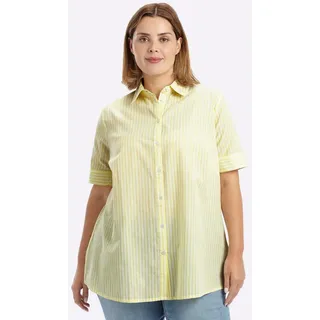 sheego Kurzarm-Bluse Gelb/Weiß 54